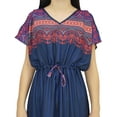 thumbnail image 1 of Bimba Robe Bohème à Cordon de Serrage pour Femmes Bleu Marine Long Maxi Tenue d'Été-22, 1 of 5