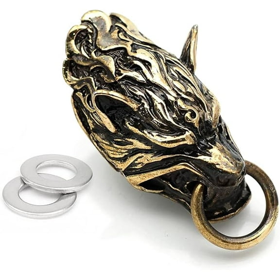 Wolf Concho Screw Back Conchos Wallet Connector Key Chain Leathercraft 2 pcs (Bronze)