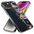 thumbnail image 3 of MUNDAZE Case for Apple iPhone 15 Plus Hybrid Shockproof Slim Hard Soft TPU Shell Heavy Duty Protective Phone Cover - Navy Blue Summer Watercolor Floral Classic Purple Flowers, 3 of 5
