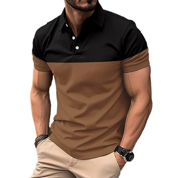 AJZIOJIRO Men's Summer Casual Tees Shirts Lapel Cotton Shirt Tops Short Sleeve Pullover T-Shirts S-3XL