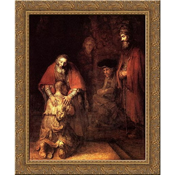 The Return of the Prodigal Son 20x24 Gold Ornate Wood Framed Canvas Art by Rembrandt