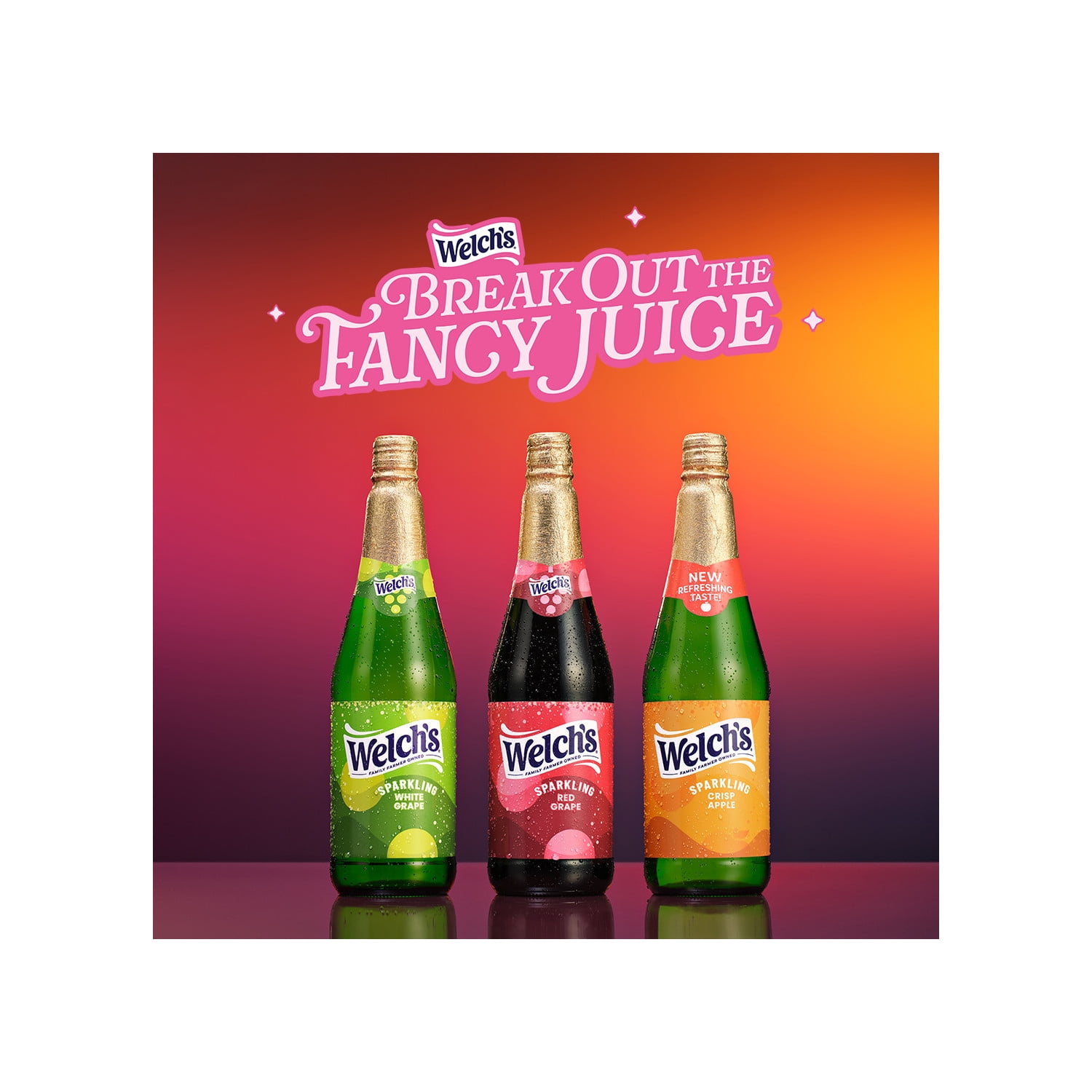 Welch's Non-Alcoholic Sparkling Juice Cocktail, Crisp Apple, 25.4 fl oz Bottle