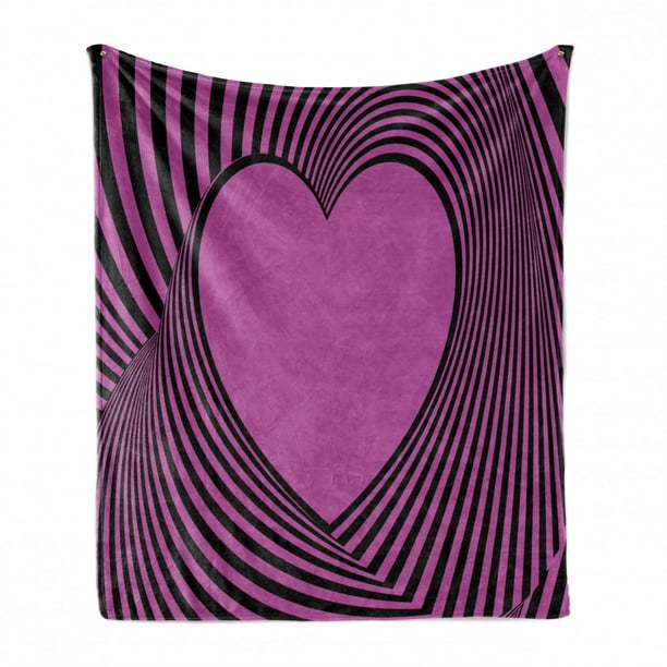Pink Zebra Soft Flannel Fleece Blanket, Heart Shape with Twisting Lines