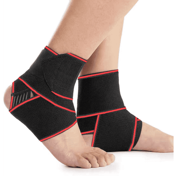 Set of 2 Ankle Support, Adjustable Ankle Brace Breathable Nylon Material Super Elastic and Comfortable,1 Size Fits all,Suitable for Sports (Red Set of 2)