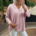 thumbnail image 7 of Aobny Christmas T Shirts Women Sparkly Sequin Outfits Long Sleeve Pullover V-Neck Pink Womens Blouses,XXL, 7 of 7