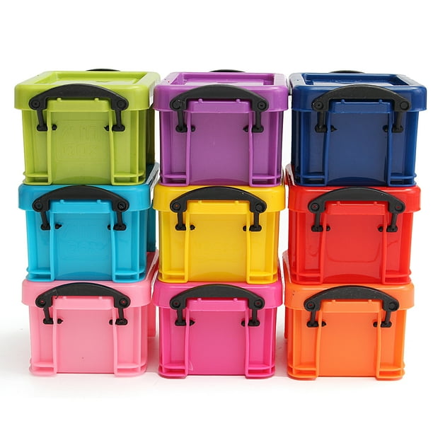 9Pcs Mini Multicoloured Plastic Storage Boxes Container