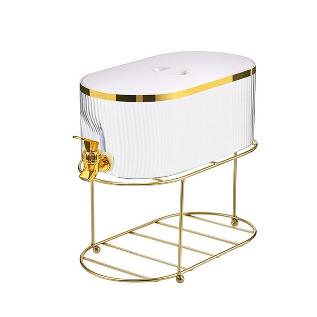 Hervidor frío con grifo, recipiente para bebidas, cubo 5.3L Dispensador de bebidas heladas transparentes, jarra de agua fría, para la fiesta diaria de Blanco Sunnimix Dispensador de bebidas