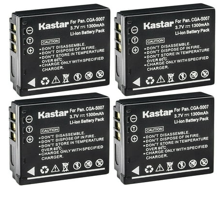 Kastar 4-Pack CGA-S007 Battery Replacement for Panasonic Lumix DMC-TZ11 Lumix DMC-TZ15 Lumix DMC-TZ50 Lumix DMC-TZ50K Lumix DMC-TZ50S Camera