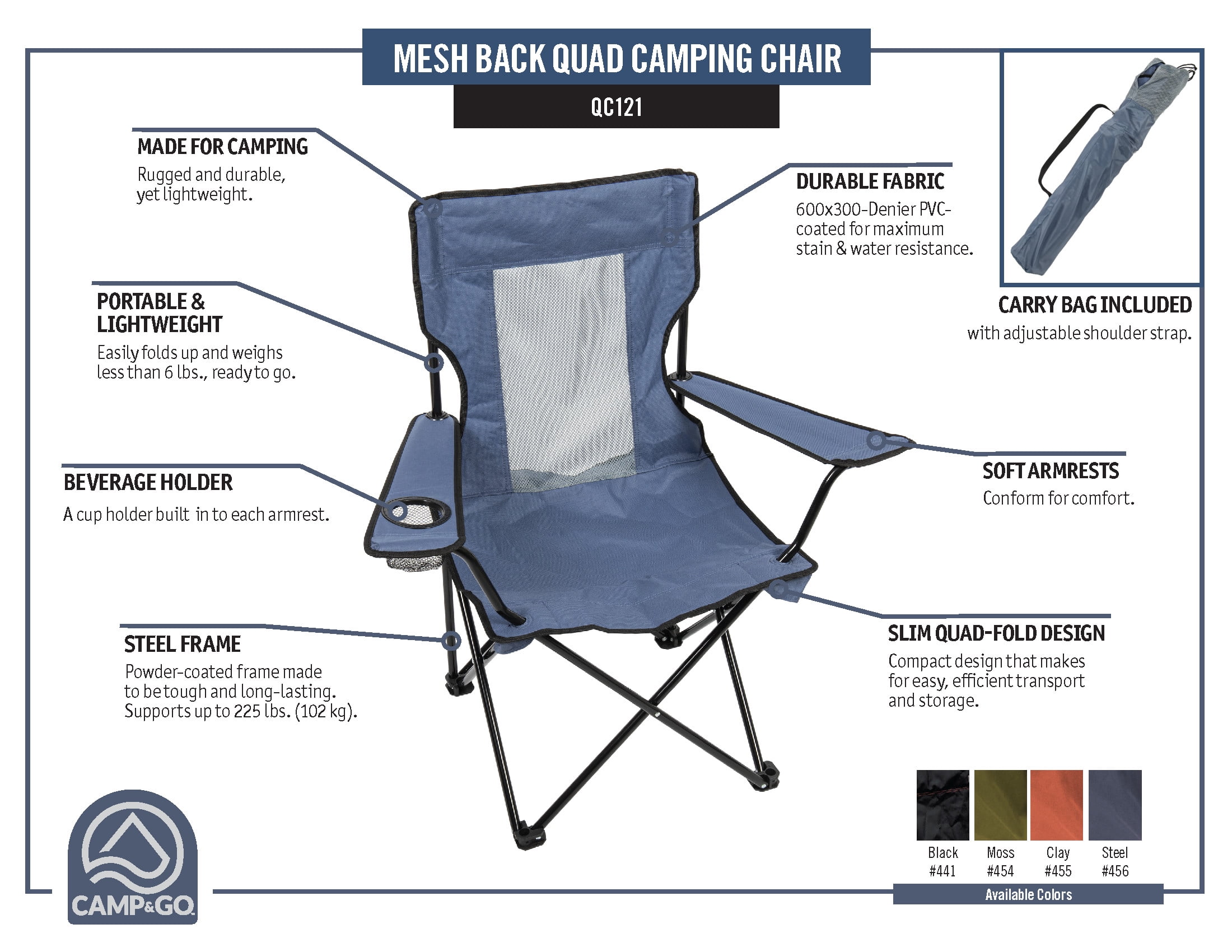 Mesh back camping discount chair