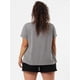 thumbnail image 5 of Women Plus Size Lace Insert Short Sleeves Round Neck Top Gray L, 5 of 6