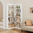 thumbnail image 4 of Trilenars 72.8In Corner Book Shelf,Farmhouse Bookcase,with Doors Modern Storage Rack 5 Shelf,Tall Standing Bookshelves,L Shaped Large Display Racks Book Shelf for Bedroom,Home Office, 4 of 7