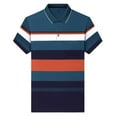 thumbnail image 4 of Mens Polo Shirts Business Striped Button Collared Short Sleeved Top with Pocket Casual Loose Comfortable Trendy T Shirts for Man, 4 of 5