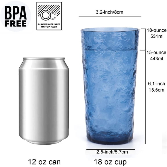 YUYAN-18-ounce Acrylic Highball Glasses Plastic Tumbler, set of 8 Multicolor