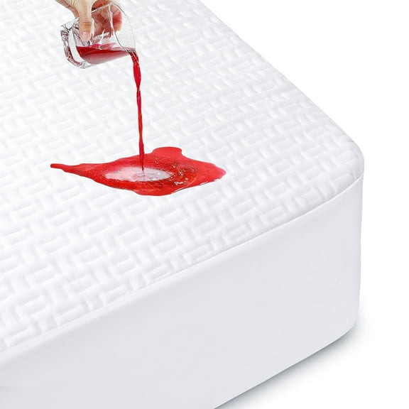 Flashmen 100% Waterproof Mattress Protector, Breathable Cooling Bamboo 3D Air Fabric Mattress Cover, Soft Noiseless Bed Cover, Machine Washable, 8-21'' Deep Pocket (Queen)