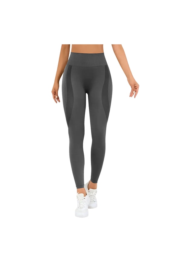 Leggings for Women Tummy Control Butt Lifting Yoga Pants Compression Workout Leggings Seamless High Waisted Tights Gray M