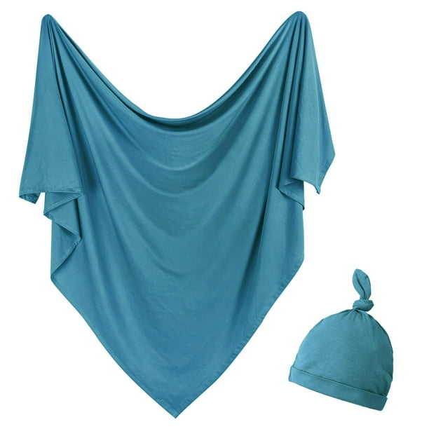 Juego de mantas para bebés Aijoviko, 89 x 89 cm, con sombrero, color verde azulado
