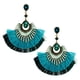 thumbnail image 2 of 2 piezas de pendientes colgantes con borlas, elegantes pendientes de aleación con diamantes de imitación. Verde, 2 of 9