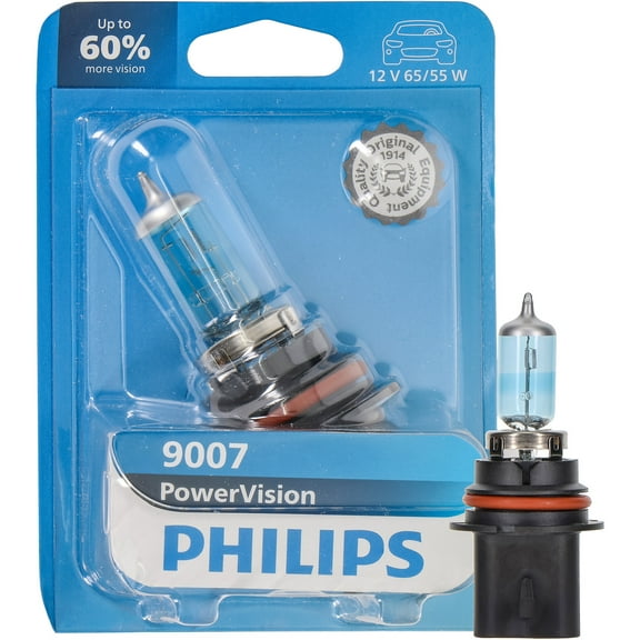Philips PowerVision 9007 Halogen Headlight Bulb, 1 pack, Fits Select Vehicles