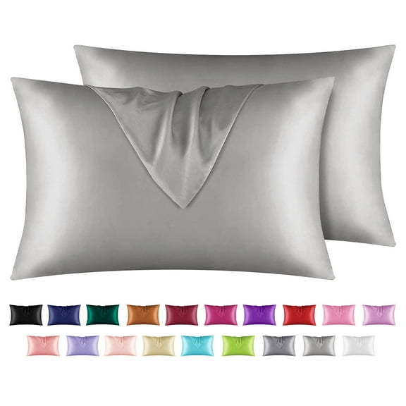 Nvzi Light Grey Silk Pillow Covers, 6 Pack 20*29in(51*76cm) Decorative Pillow Covers, Soft Satin Throw Pillow Covers, Premium Pillow Cover for Bedroom, Skin friendly &comfortable