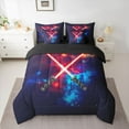 thumbnail image 2 of jejeloiu Lightsaber 7pcs Bedding Comforter Set,Abstract Lightning Queen Bedding Sets,Red Black Blue Queen Sheet Sets For Boys Kids,Microfiber Bedroom Decor Reversible, 2 of 8