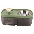 thumbnail image 1 of Cat Water Fountain Food Bowl High Capacity Quiet 2 In 1 Pet Feeder Water Dispenser Feeding Machine Green, 1 of 5