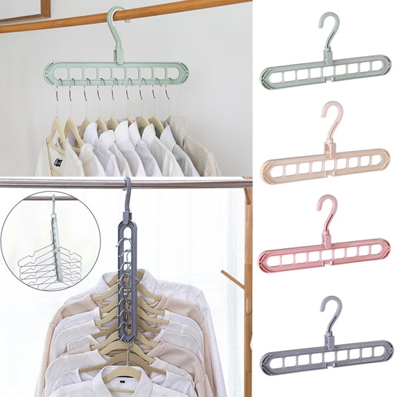 5 Pcs Space Saving Clothes Hangers Multifunctional Smart Closet Organizer Premium Wardrobe Clothing Cascading Hanger, Creative Design for Clothes, Shirts Pants Dresses Coats, Light Pink