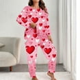 thumbnail image 7 of FDGIU ‌‌‌‌Women's Plus Size Valentine Pajama Set - 2 Piece Long Sleeve Button Down Sleepwear with Heart Print, 7 of 7