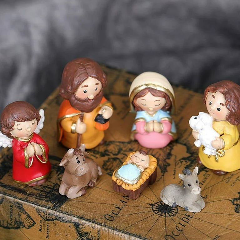 Mini Christmas Nativity Set Nativity Scene Manger Figurine Collectibles  Crafts Catholic for Tabletop