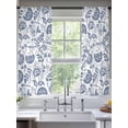 thumbnail image 3 of Boho Blue Floral Semi Sheer Curtains 63 Inch Length 2 Panels Set, Vintage Farmhouse Paisley Plant Leaf Sheer Kitchen Curtain Privacy Voile Window Curtain for Living Room Bedroom Rod Pocket Drapes, 3 of 7