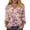 Purple, variant on Delconic Womens V Neck Three Quarter Sleeve Floral Print Casual Loose Fit T Shirt Top Lightweight Soft Fabric Blouse for Daily Wear Office Travel Dark Green L