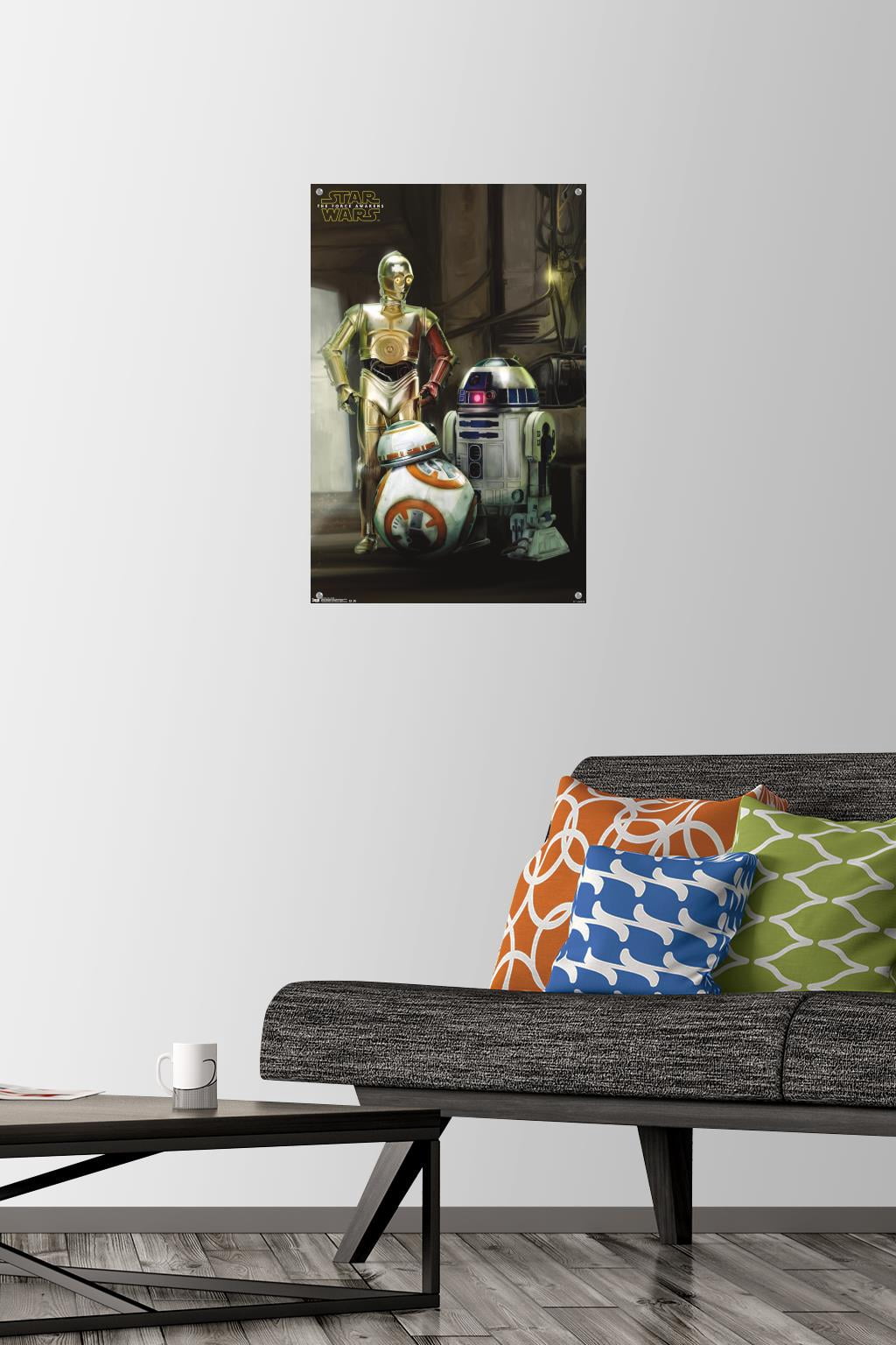 Star Wars: The Force Awakens - Droids Wall Poster with Push Pins, 14.725" x 22.375"