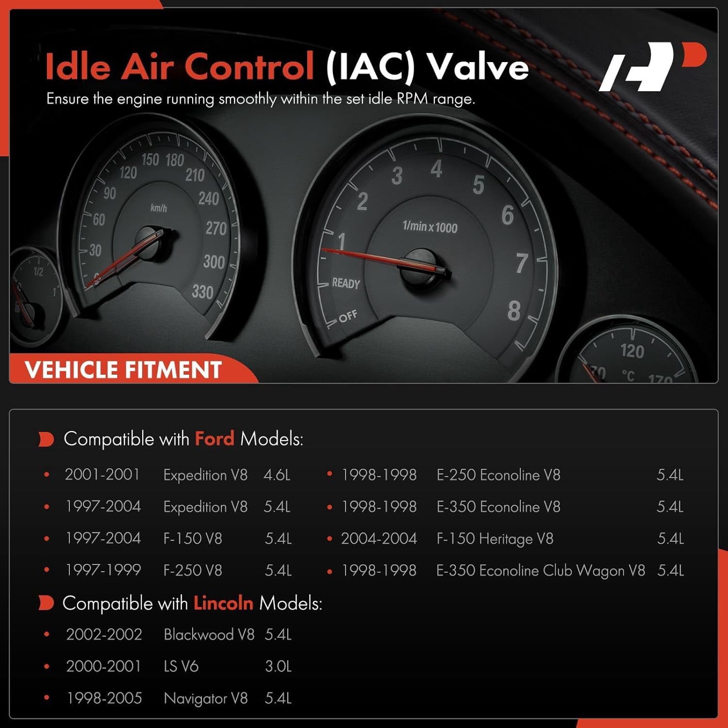 A-Premium Fuel Injection Idle Air Control Valve IAC - Compatible with Ford & Lincoln - 97-05 - Expedition, F-150, F-250, Blackwood, Navigator, LS & More - 3.0L 4.6L 5.4, for# F75Z9F715AA, F75Z9F715AB
