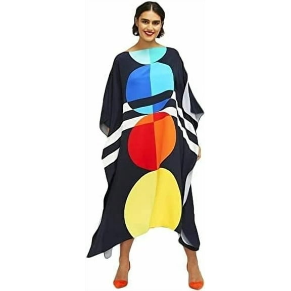 Brisha Creation_ Silk Crepe Kaftan,Beautifull Kaftan for women,Islamic Casual Printed Kaftan,Womens Night Wear Soft & smooth kaftan.