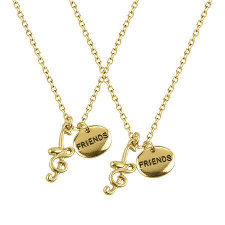 Lux Accessories Music Lovers Best Friends Treble Clef Quarter Note BFF Forever Necklace Set (2 PC)
