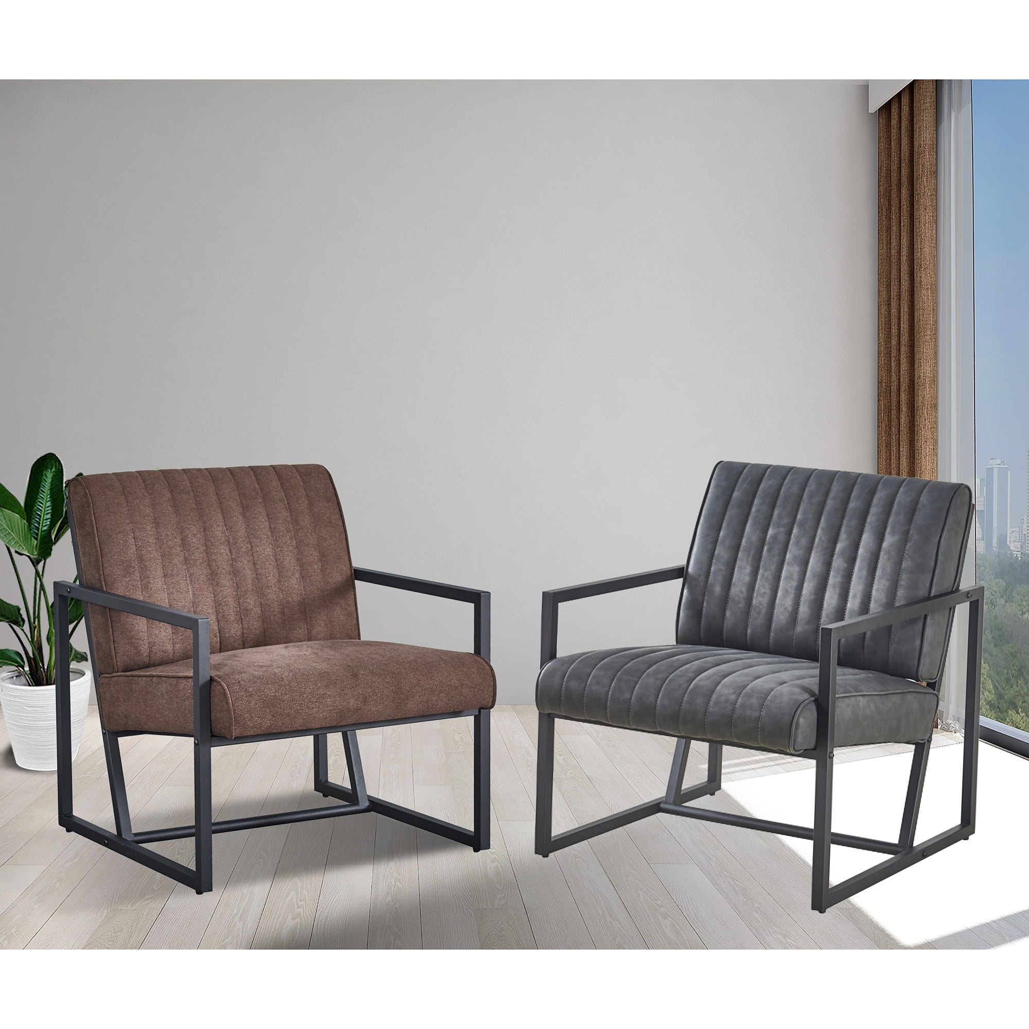 Kadyn Arm Chair, Single Sofa Chairs for Bedroom, Fabric Armchair for Living Room, Dark Grey