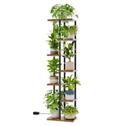Bamworld Tall Plant Stand Indoor 7 Tier Metal Plant Shelf With plant lights Black Plant Holder Large Plant Rack for Mutiple Plants Pots for Patio Garden Corner Balcony Living Room