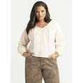 thumbnail image 2 of Jessica Simpson Women's Plus Bernice Embroidered Cotton Peasant Blouse, Sizes 0X-4X, 2 of 6