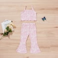 thumbnail image 2 of Mercatoo Baby Girl Clothes Suspenders Sleeveless Floral Vest and Bell Bottom Pants Set 2Pcs Toddler Summer Outfit, 2 of 8