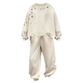 thumbnail image 2 of YunPes Fashion Lounge Sets for Girls Wave Edge Crewneck Print Pullover Sweatshirt & Jogger Pants Casual Baggy Kids Fall Outfits, 2 of 4