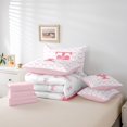 thumbnail image 6 of Homewish Strawberry Bow Bedding Comforter Set 7-Piece for Teens Boys Girls,Geometric Plaid King Bedding Sets,Kawaii Cute Bowknot Ultra Soft Bed Sheets,Breathable Home Decor,Reversible, 6 of 8