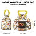 thumbnail image 5 of Dinosaur with Bones Pattern Drawstring Lunch Bag Women - Drawstring Lunch Bag Insulated for Work Office - Stain-Resistant Large Lunchbags for Women with Multi-Pockets, 5 of 6