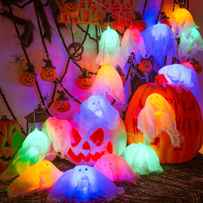 2M 20LED Halloween String Lights Pumpkin Skull Ghost Bat Scary Light Party Decor