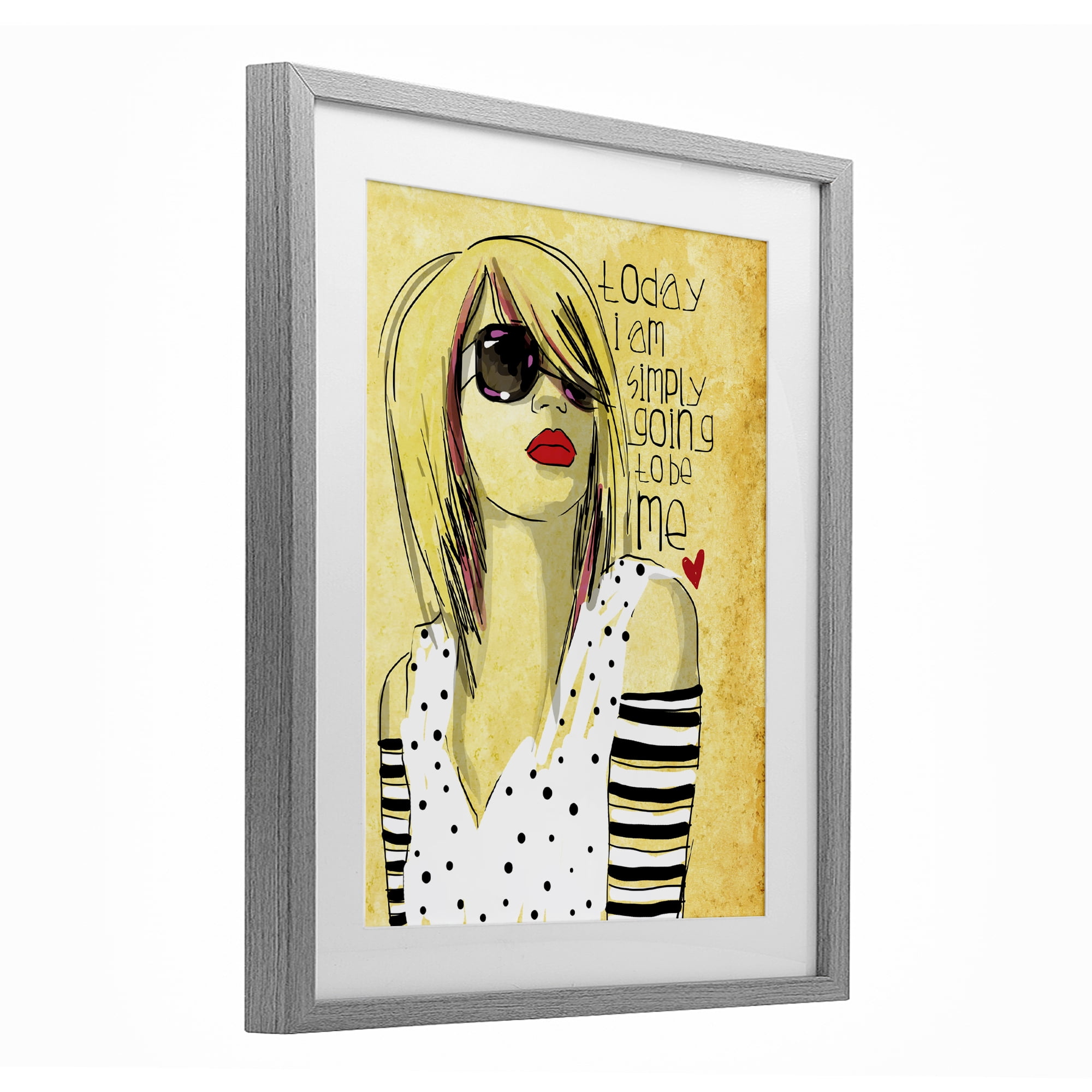 Stupell Industries Today I Am Simply Me Gray Framed Print Under Glass, design by Suzanne Millius