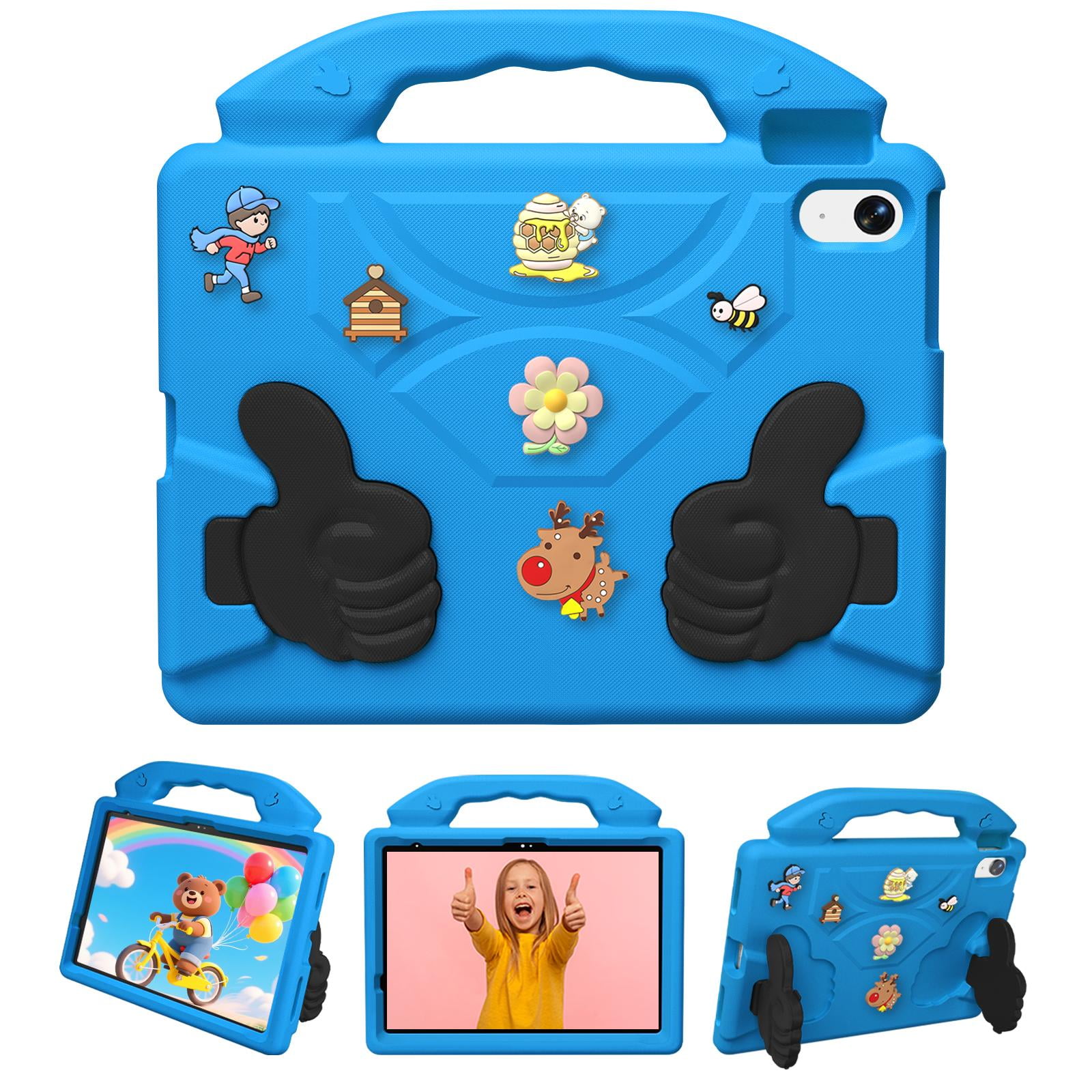 Mynvo Kids Case for Apple iPad A16 11th Generation 11 Inch 2025 / iPad 10th Generation 10.9" 2022, Cute Thumb Design Shock-Absorbing EVA Tablet Cover with Handle Dual Kickstand for Boys Girls