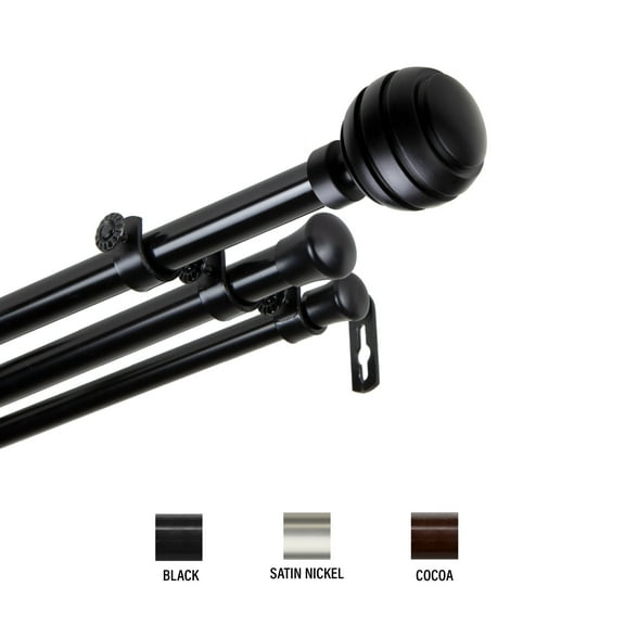Olga Triple Curtain Rod 13/16 inch dia. 48-84" - Black
