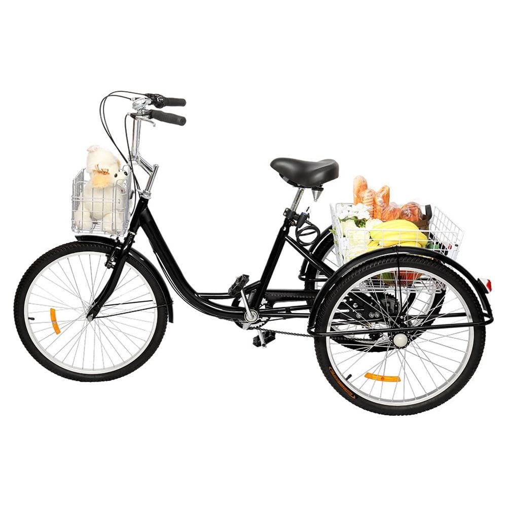 Zimtown Adult Tricycle 7 Speed, 3 Wheel Trike Bike Cruiser, with 26" Big Wheels Large Front and Rear Basket