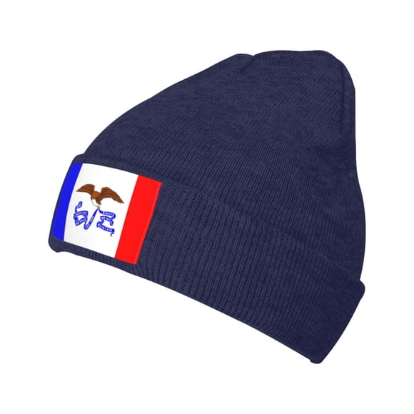 ZICANCN Iowa State Seal Flag Knit Beanie Hat , Winter Cap Soft Warm Classic Hats for Men Women Navy Blue