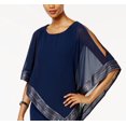 thumbnail image 2 of SL Fashions Women's Foil Trim Asymmetrical Popover Capelet Sheath Dress Blue Size 12, 2 of 3
