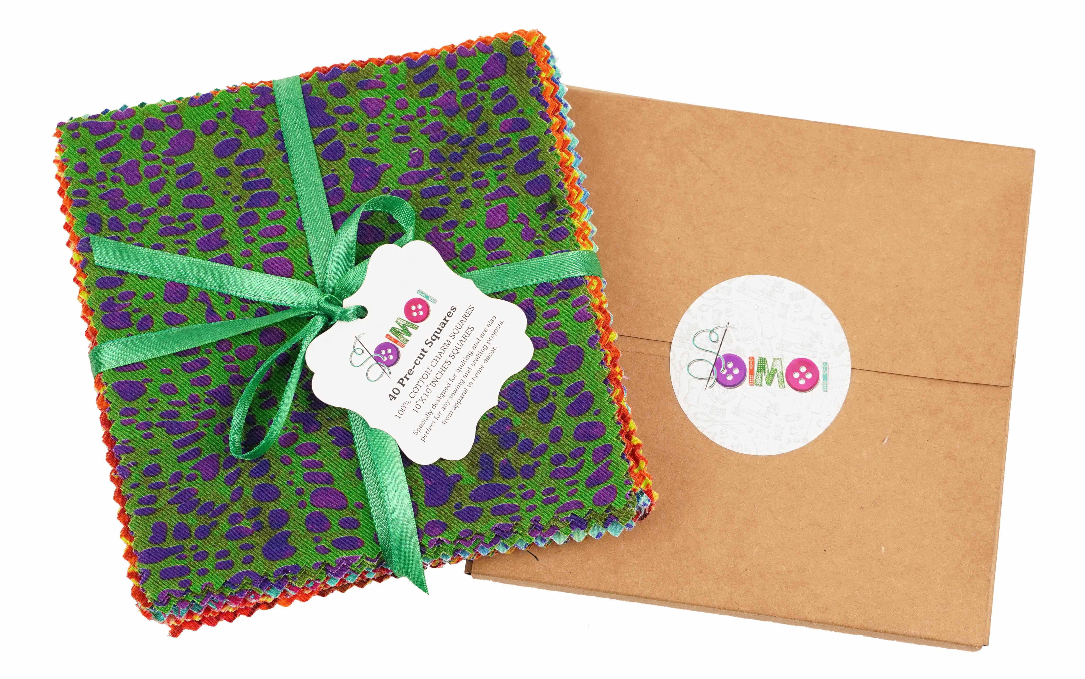 Soimoi Batik Print Precut 10-inch Cotton Fabric Quilting Squares Charm Pack DIY Patchwork Sewing Craft