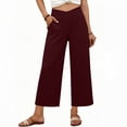 thumbnail image 2 of hotojiny Women's Wide Leg Pants with Pockets V Crossover High Waist Loose Sweatpants Fashion Cropped Lounge Yoga Workout Sweatpants, 2 of 6